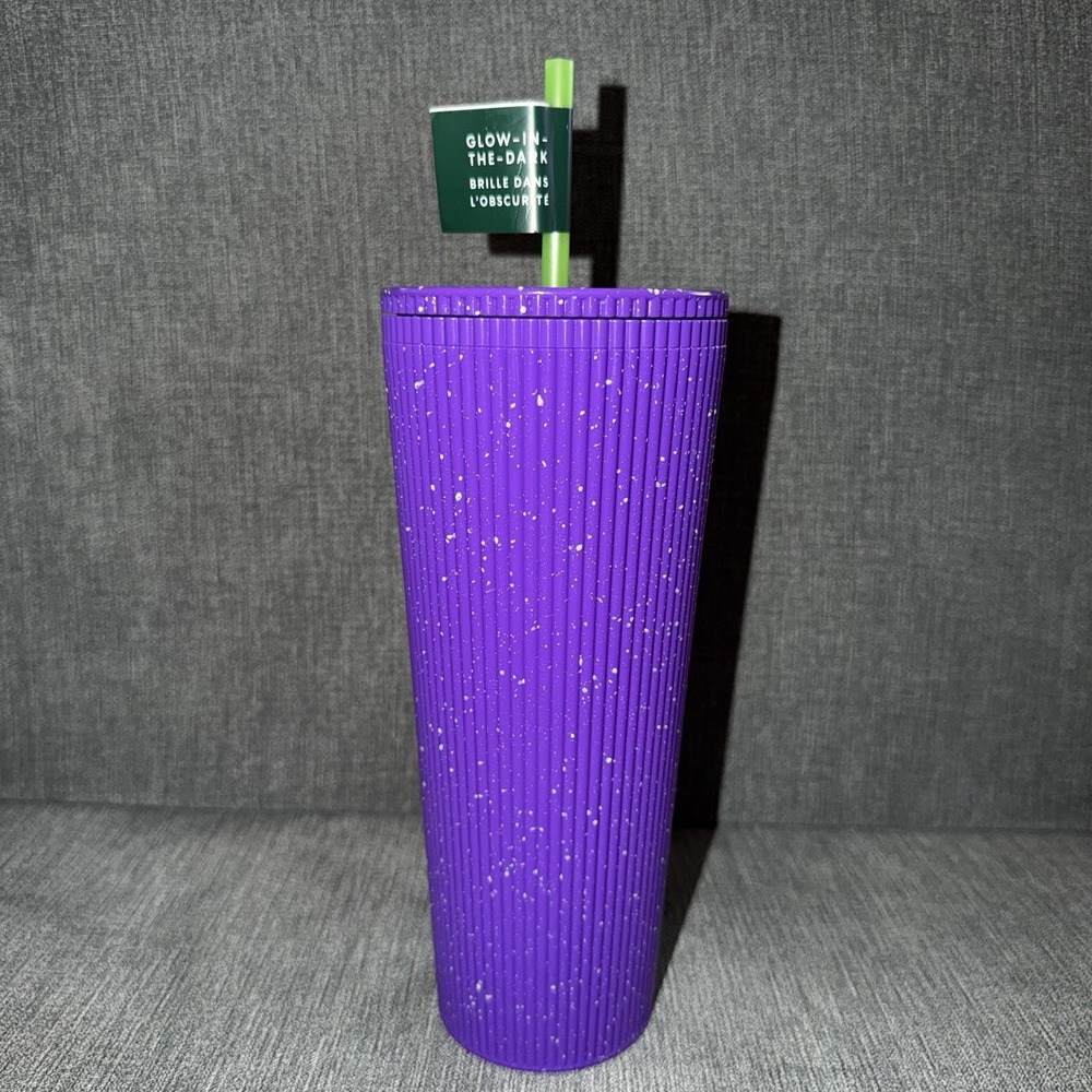 Starbucks 2024 Halloween Glow In The Dark Purple Splatter 24oz Venti Tumbler NEW - Picture 2 of 4